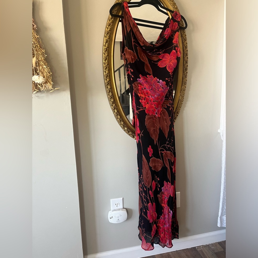 VINTAGE black FLORAL maxi dress 🥀🌿🖤
